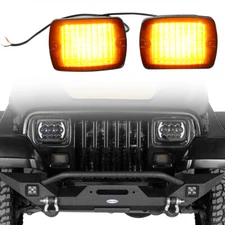 FIT JEEP WRANGLER YJ 1987-1995 2PCS FRONT TURN SIGNAL LED LIGHTS W/WHITE DRL