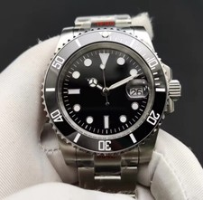 OROLOGIO SUB MARINE SUBACQUEO NERO CON NH35 NO LOGO MOD 100 M DIVE 40 MM ARGENTO