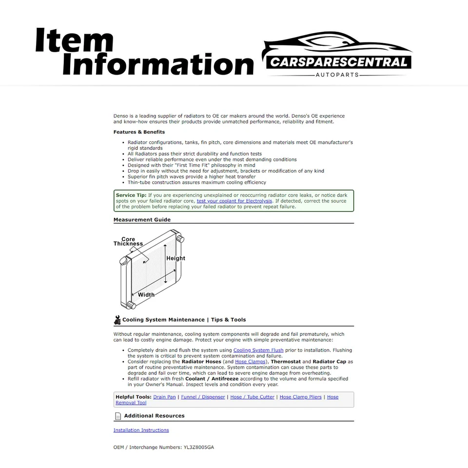 Radiador para Ford F-150 4,6 L 2001-2004 Ford F-150 4,2 L 2002-2003 Foto 3 de 4