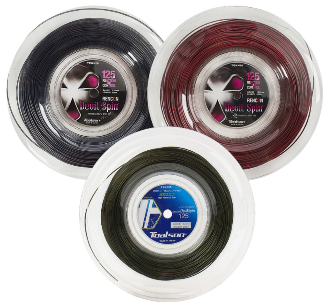 Теннисная ракетка Toalson Devil Spin 125 Струна для ракетки 1,25 мм 200 м Черная Красная желтая