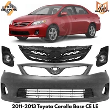 Front Bumper Cover Paintable & Grille Assembly Kit For 2011-2013 Toyota Corolla