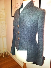 Women' Victorian Steampunk Military High Low Wool Jacket  Italian Sz.2 Small NWT