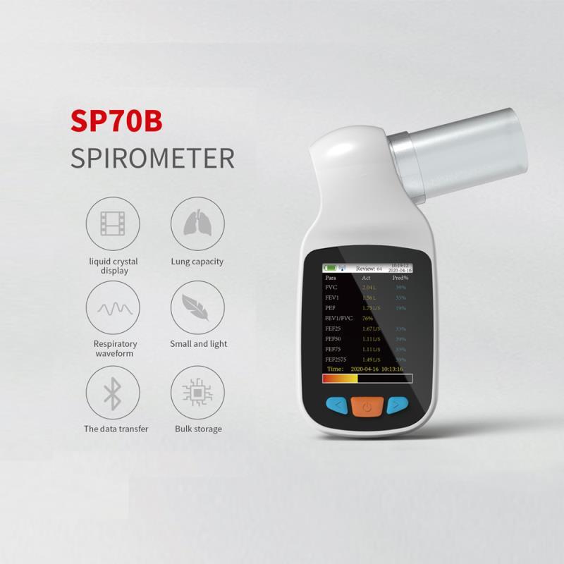 SP70B Bluetooth Digital Spirometer FVC, FEV1, FEV1/FVC PEF Lung