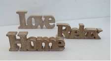 3 er Set Deko Aufsteller Holz braun *Love-Home-Relax*  Maße ca. 21 x 10 x 2,5 cm