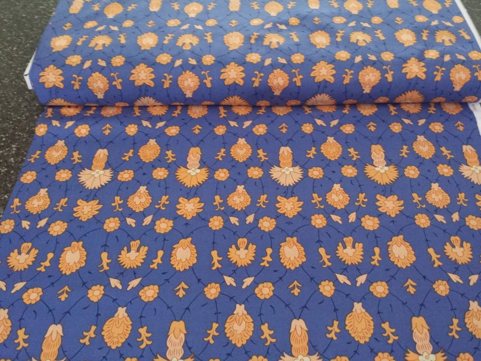 16" Iznik Snow Leopard FreeSpirit Damask Floral Light Orange Periwinkle Blue - Image 3 of 3