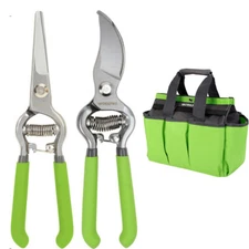 WORKPRO 2pcs 8" Pruning Shears Set/Garden Tool Bag w/ 8 Pockets Garden Tool Kit