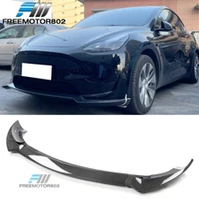 For 20-25 Tesla Y Track Pack Carbon Fiber Front Bumper Splitter Lip Spoiler 3PCS