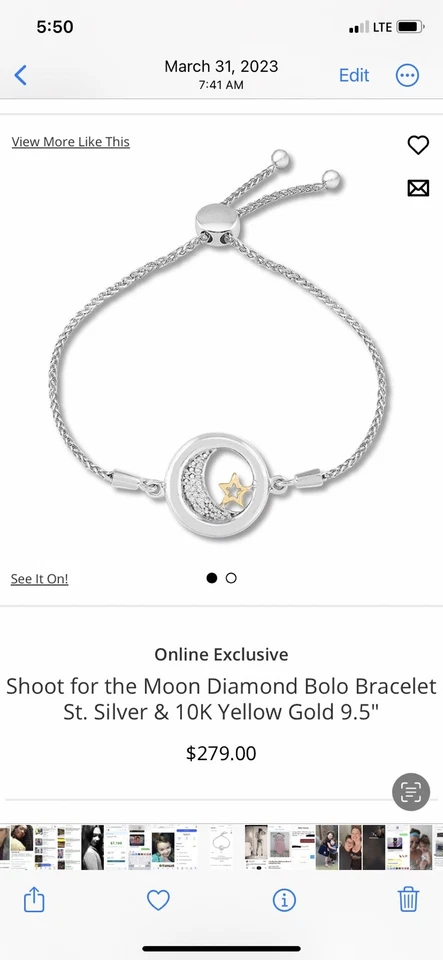 Brazalete Kay Jewelers Shoot For The Moon Bolo Plata Esterlina Nuevo Foto 2 de 4