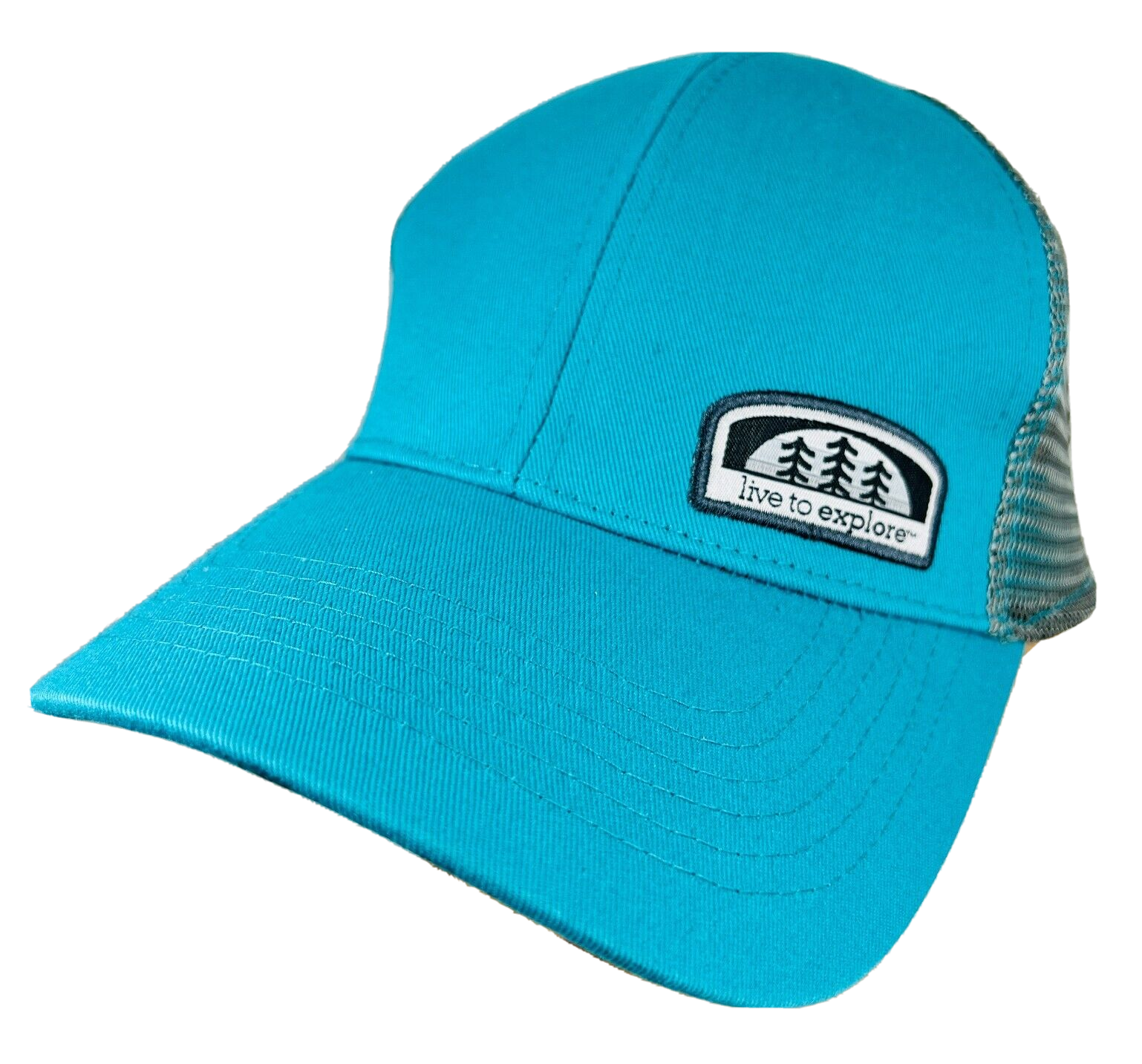 Live To Explore Outdoors Baseball Hat Cap Hunting Hiking Fishing Teal Mesh Back