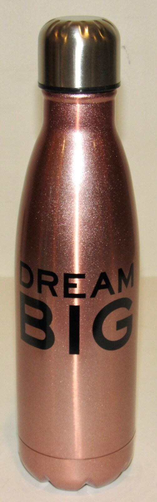 Dream Big Water Bottle Metal Rose Gold Pink Stainless Steel 