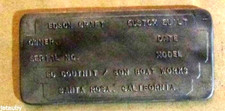 EDSON CRAFT CUSTOM DOUTHIT/SON BATEAU FONCTIONNE PLAQUE D'IDENTITÉ EMBLÈME BADGE SANTA ROSA CA Publicité