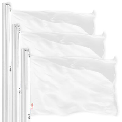 Solid White Color Flag 3x5FT 3-Pack Printed 150D Polyester By G128