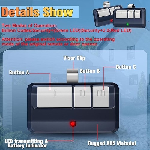 1PC 433.92MHz Remote control for Chamberlain LiftMaster 94335E Motorlift ML700 - Picture 5 of 6