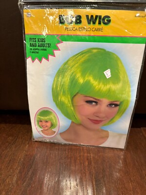 Adult Size Bob Wig Green Halloween 14+ Halloween Costume Prop NEW