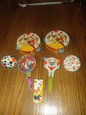 TIN LITHO TOY LOT VINTAGE NOISE MAKER KIRCHHOF TAMBOURINE RATTLE