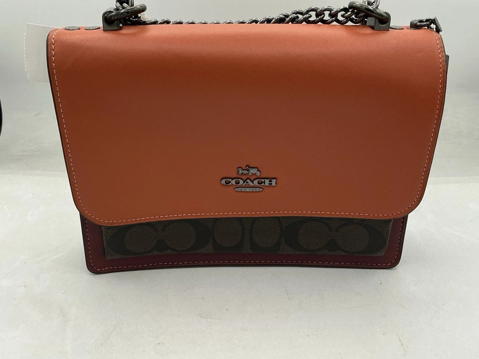 Borsa a tracolla Coach Clear in pelle color block ciottolato NUOVISSIMA