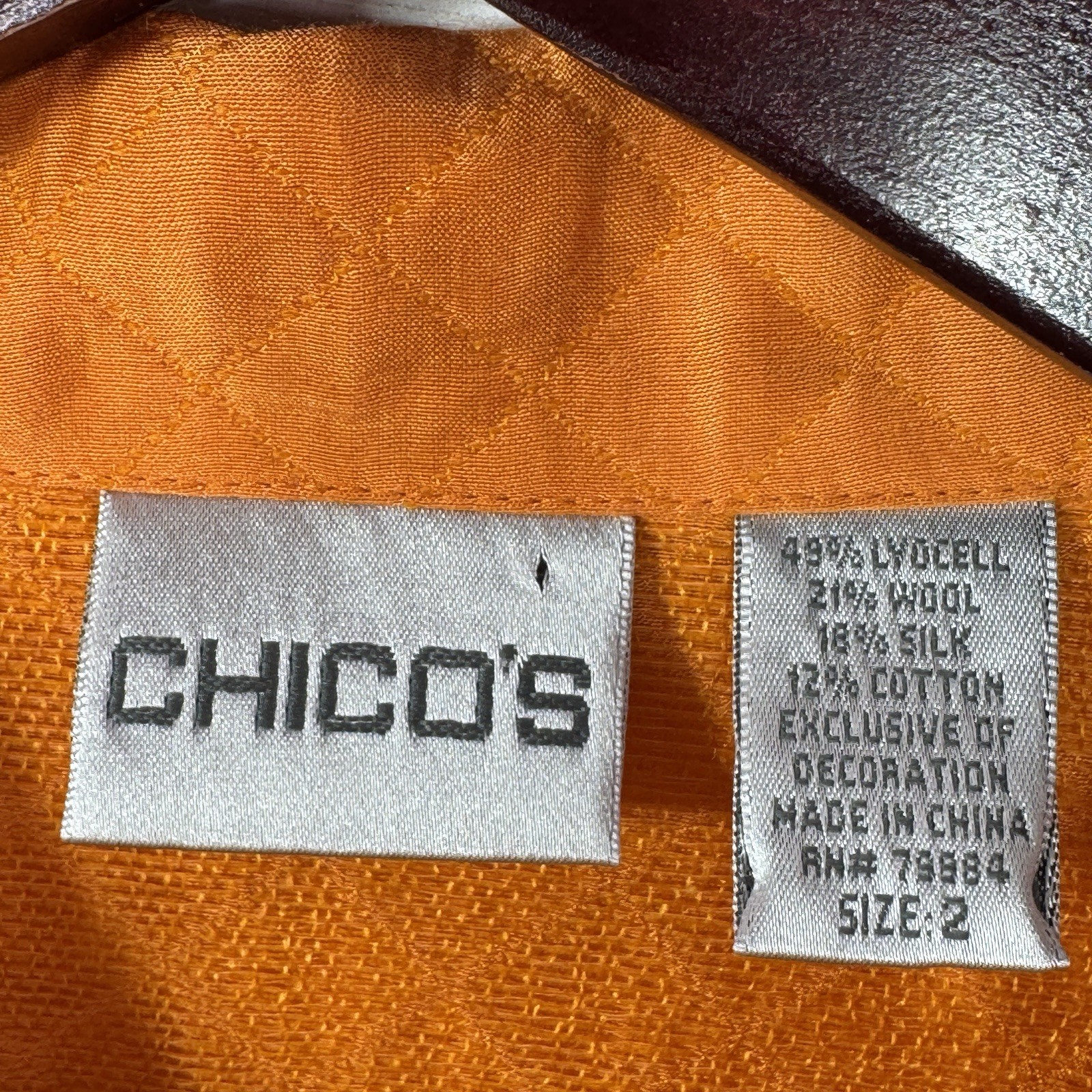Chico’s Jacket Large 2 Orange Boho Embroidered Qu… - image 9
