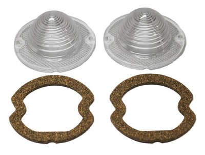 New Back Up Light Lens Pair w/Gaskets / For 1963-1967 C2 Corvette Sting Ray