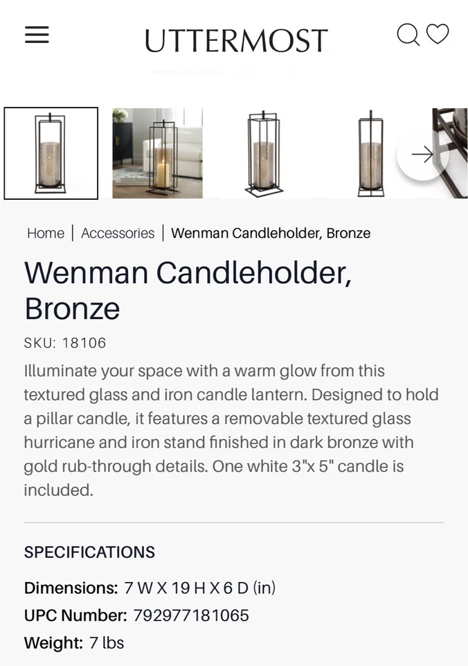 Candelabro de bronce Uttermost Wenman - 18106 Foto 3 de 4