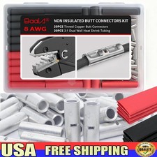 High Quality 8 Gauge Butt Connectors W/ Heat Shrink Tubing Marine Automotive Use