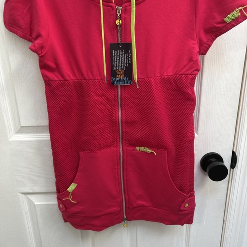 Neu mit Etikett Soho Babe AG-9770 Damen French Terry Hoodie Netz vorne pink Größe Small - Bild 3 von 18