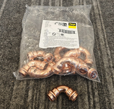 (QTY 10) VIEGA 77317 ProPress 1/2'' x 1/2'' (PxP) 90Deg Elbow Copper Press Fitting