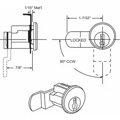 Mailbox Lock, For 4C Pedestal Mailboxes,  97-76