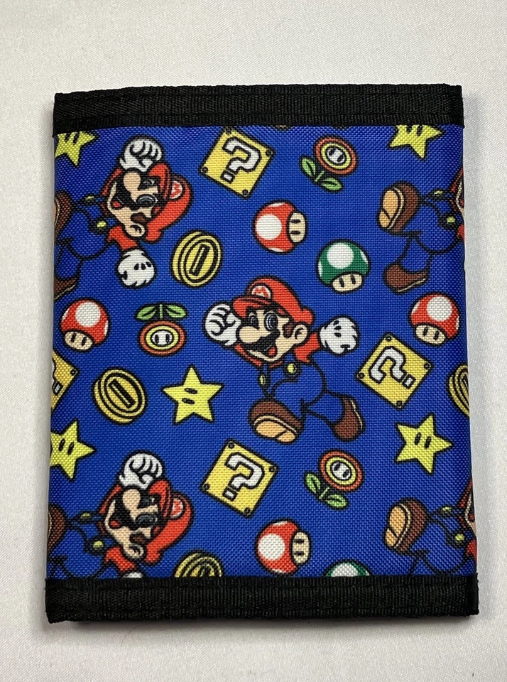 Super Mario Nintendo 2023 Trifold Wallet New Bioworld New Nylon Retro - Image 2 of 4