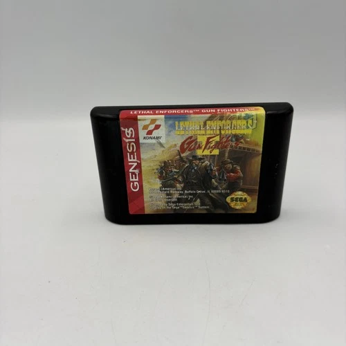 Vintage Gun Lethal Enforcers II Sega Genesis Game Cartridge Konami 1994 Japan