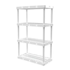 Gracious Living 4 Shelf Knect-A-Shelf Fixed Height Light Duty Storage Unit,White