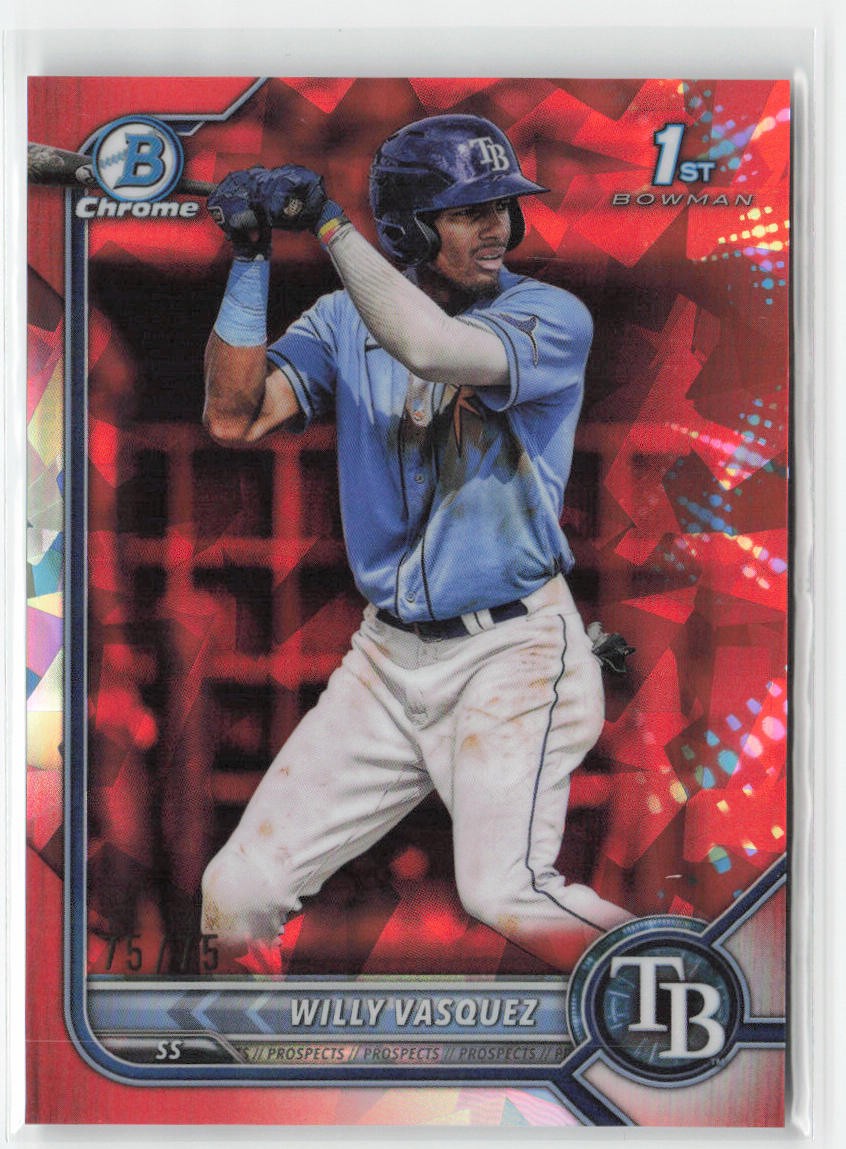 Willy Vasquez 2022 Bowman Chrome Sapphire Orange #/75 #BCP-195 Tampa Bay Rays