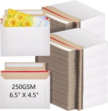 25 1000 - 6.5 x 4.5 White RIGID PHOTO SHIPPING FLATS CARDBOARD ENVELOPE MAILERS