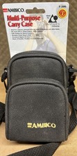Ambico Small Black 2 Pocket Camera Bag With Zipper 2-Shoulder Straps