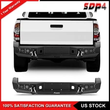 FINDAUTO Rear Bumper  with D-ring & LED Lights For 2005-2015 Toyota Tacoma