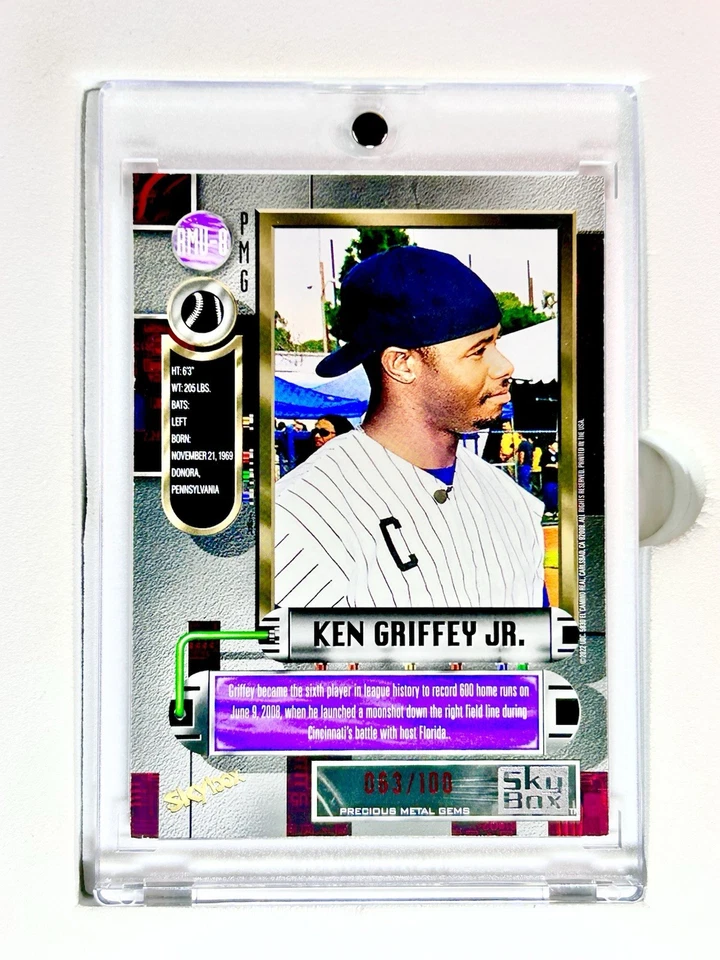 2022 Skybox Metal Ken Griffey Jr PRECIOUS METAL GEMS PMG RED /100 SP - HOF SP - Image 3 of 4