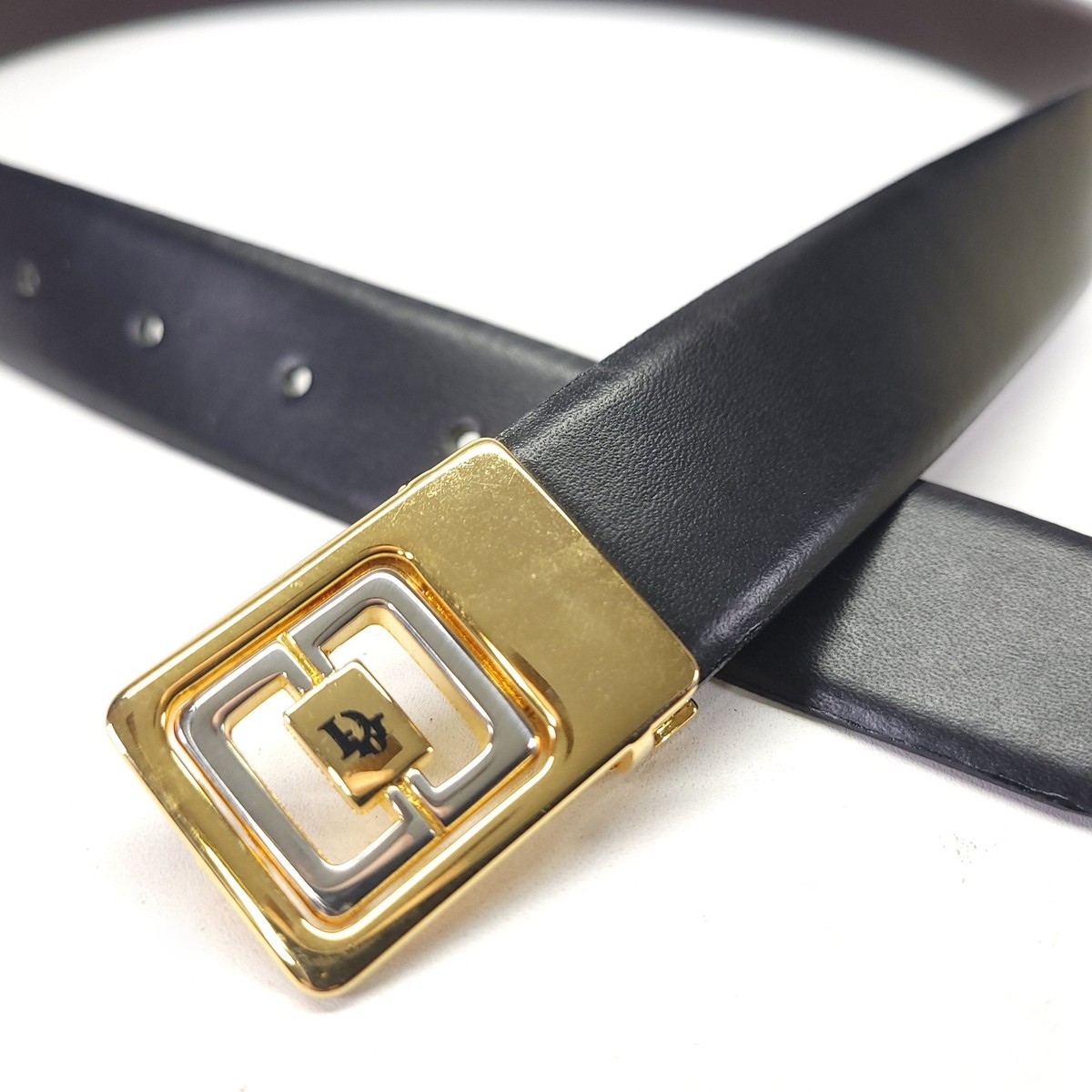 Christian Dior Leather Belt 38 Reversible Dress Brown Black Vtg | eBay
