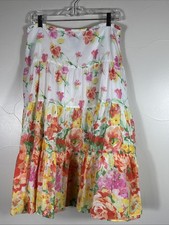 Womens Chaps Cotton Polyester Floral Skirt Sidezip Layer Boho Easter Spring 10