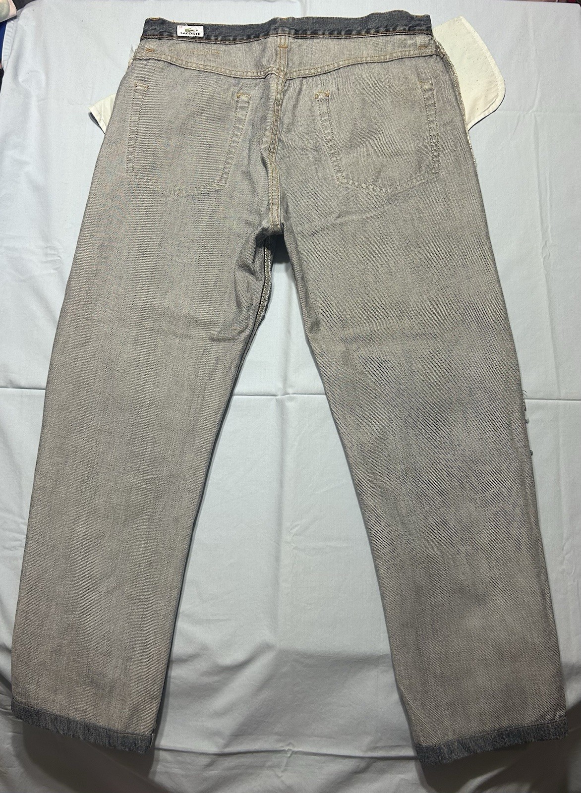Lacoste Men's Blue Denim Straight Leg Jeans Button Fly Size 42 Missing button thumbnail 15