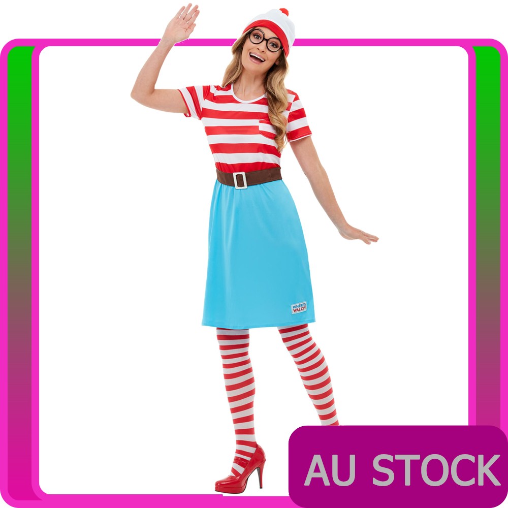 Ladies Wheres Wally Costume 80s Wenda Womens Cartoon Book Week Fancy Dress