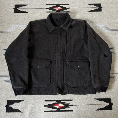 Vintage 80s Filson Mackinaw Wool Work Coat Charcoal Grey Zip