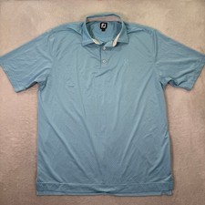 FootJoy Golf Polo Shirt Mens XL Blue White Polka Dot Short Sleeve Casual Preppy