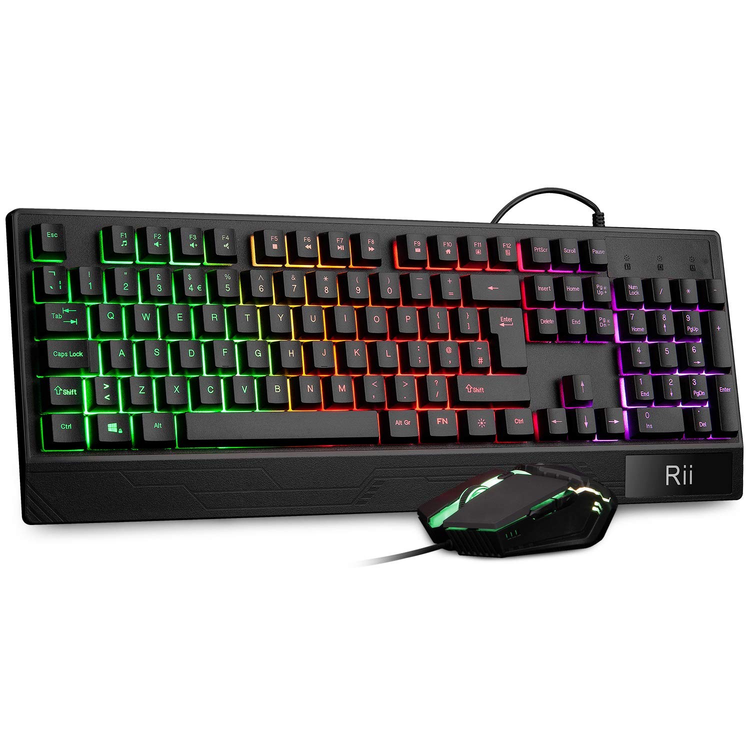 Rii Gaming Keyboard and Mouse,RGB Light Up Keyboard and Mouse Set for PS4,Xbox f