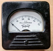 Triplett 221-T DC Milliammeter 0–50mA Panel Meter Vintage Bakelite Gauge USA