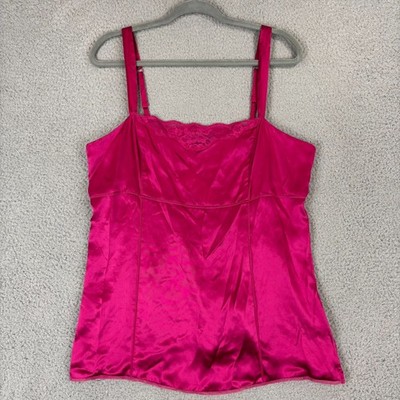 Y2K Babydoll Silk Camisole Large Pink Lace Coquette Dainty Girlie Bratz Cocktail