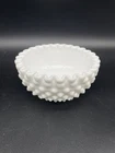 Vintage 1960's Fenton Milk Glass Hobnail Ruffled  Decorative Dish Bowl 5"x2.5”