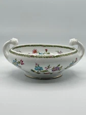Victoria Austria Porcelain 2-Handle Serving Bowl Floral Garland 8.25" Hairline