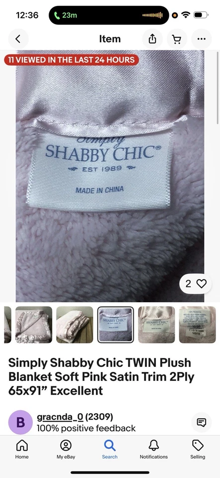 Simply Shabby Chic Queen Size Blanket Pink Satin Trim 2 Ply Plush 90”x88” EUC - Image 3 of 4