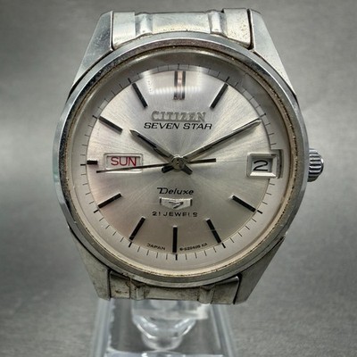 Citizen Seven Star Deluxe Watch Men 34mm Silver Dial Silver Tone
