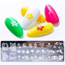 Blooming Sakura Flowers Metal Nail Stamping Plate Butterfly  Floral Prints