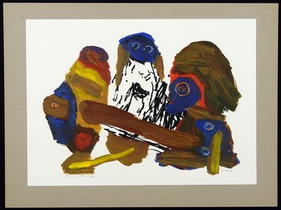 ''Augen zu, Mund auf'' 1990 Mischtechnik Holger KOCH (*1955 D) handsigniert Unikat